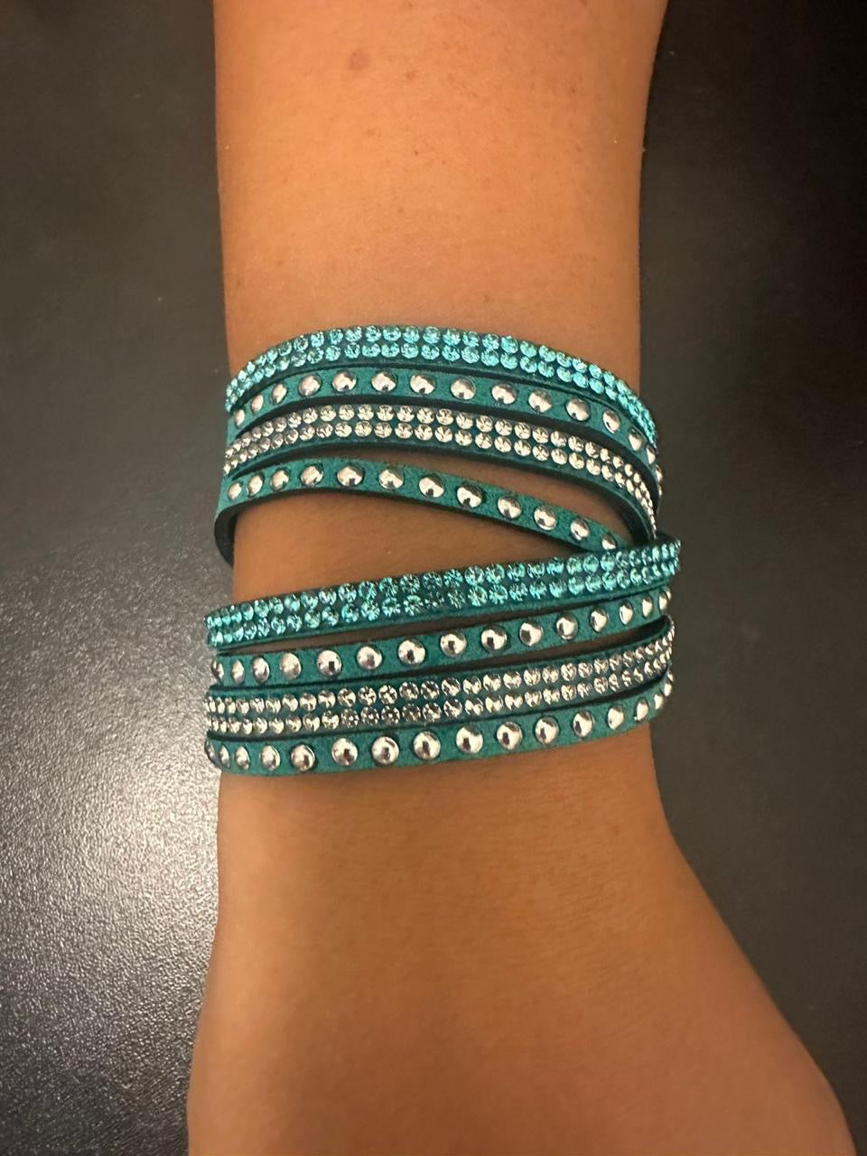 Shiny Multilayer Rhinestones Leather Bracelet