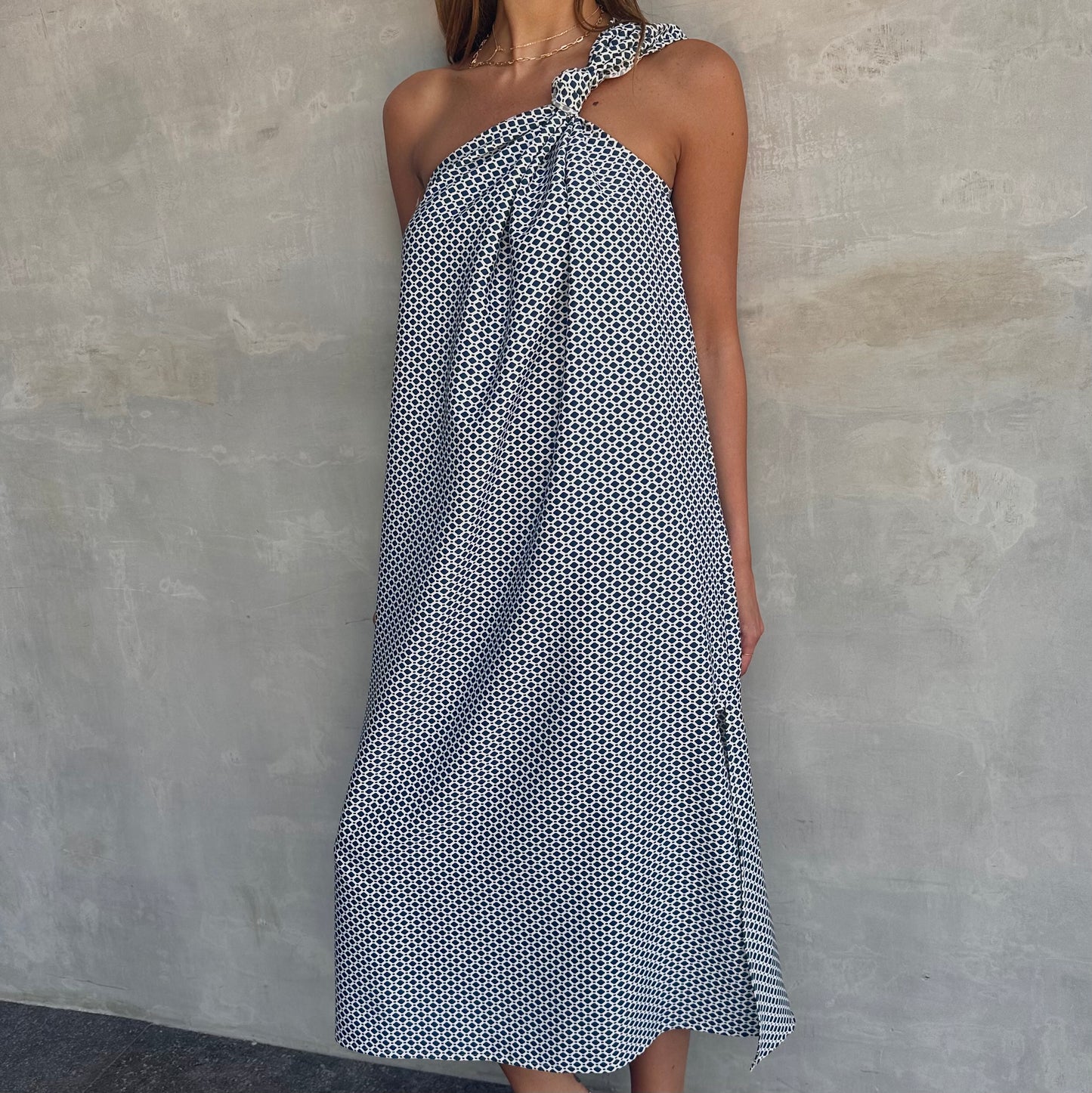 Honeycomb Navy Midi Dress