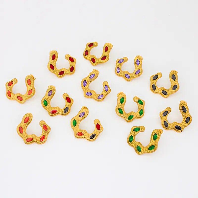 Twisted C-Shape Colored Earrings
