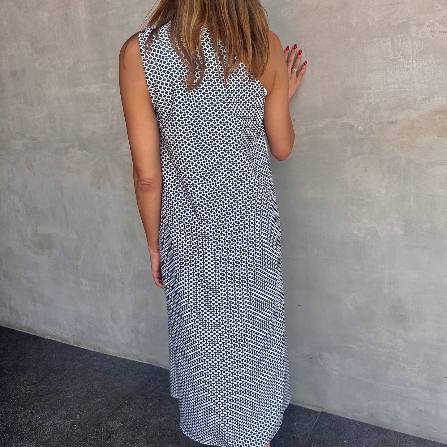 Honeycomb Navy Midi Dress