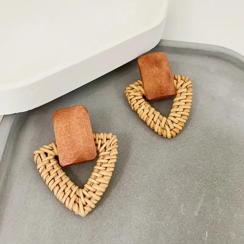 Straw Triangle Earrings
