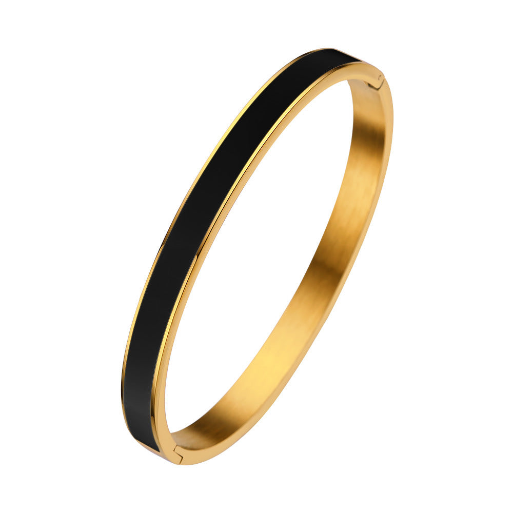 Gold Bangle Engraved In Black