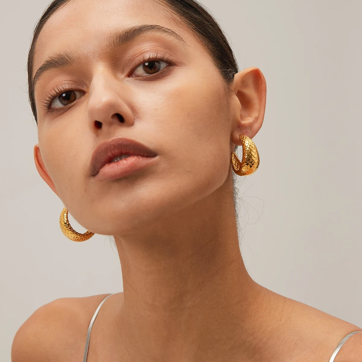 Fish Scale C-Shape Earrings