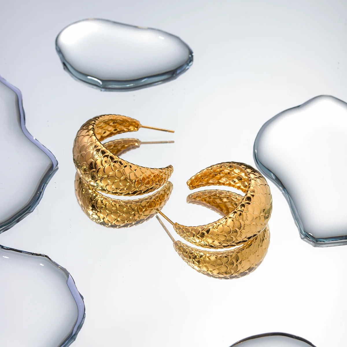 Fish Scale C-Shape Earrings