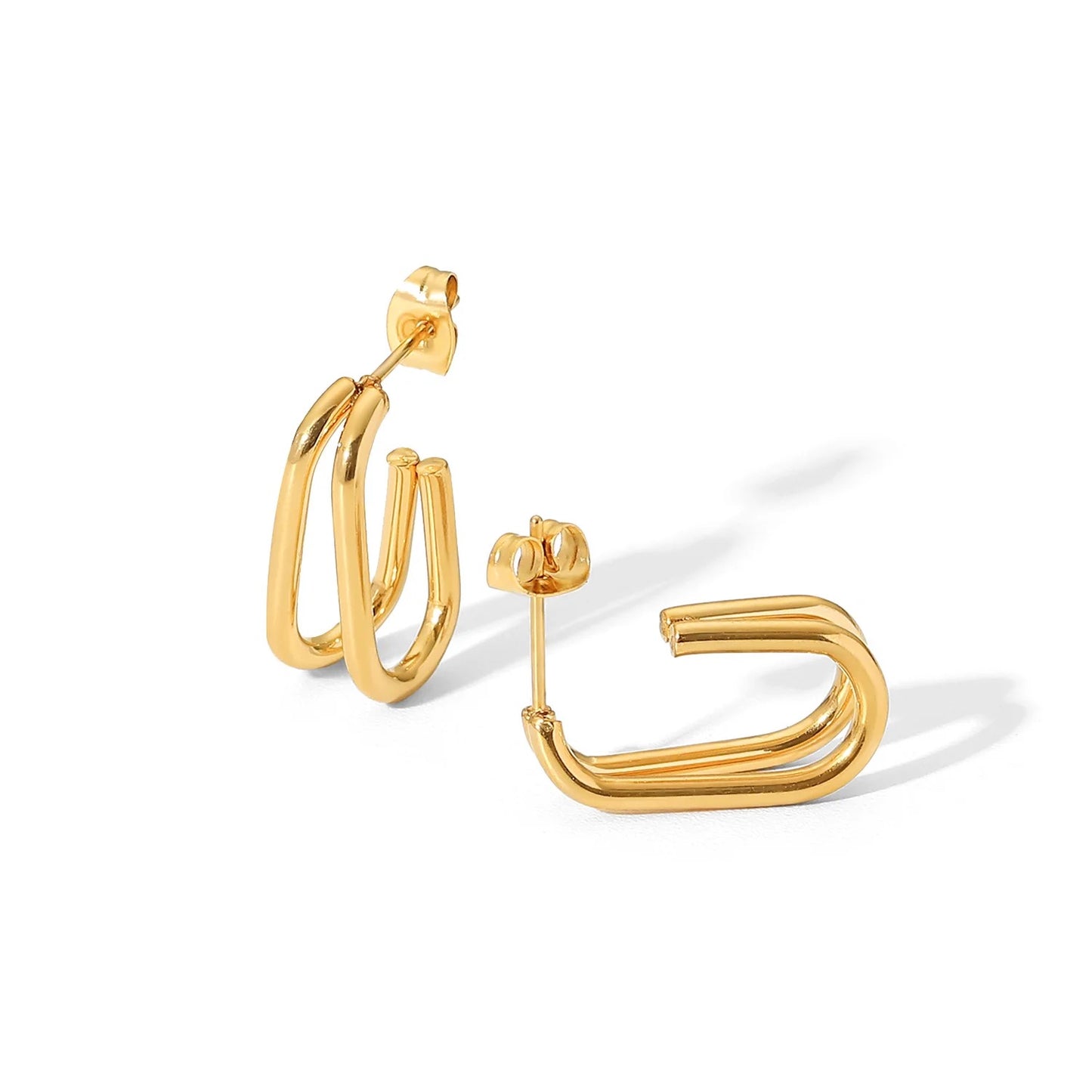 Mini Double Layer Gold Plated Earrings