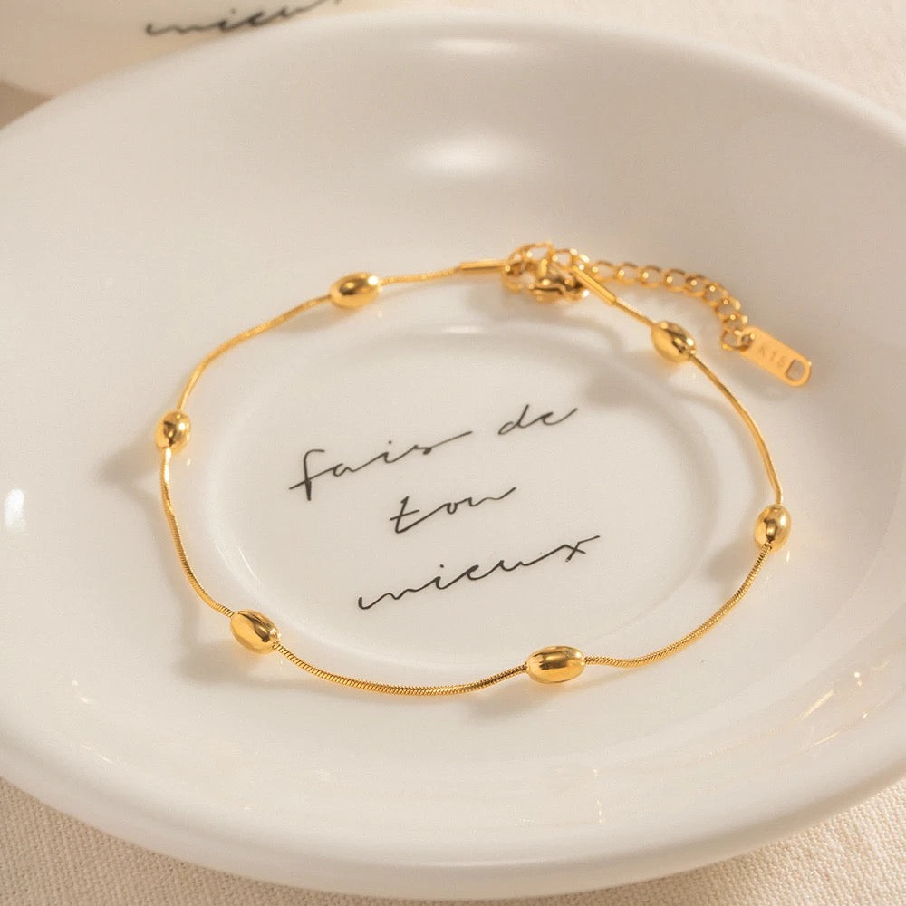 Rice Beads Gold Anklet