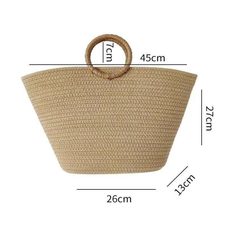 Big Tote Summer Bag With Bamboo Handles