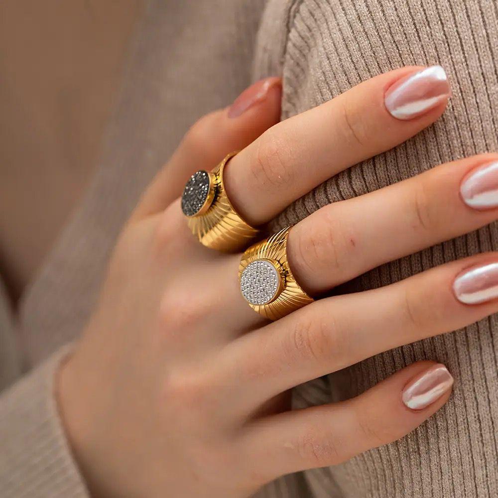 Glittering Black Diamond Open Ring