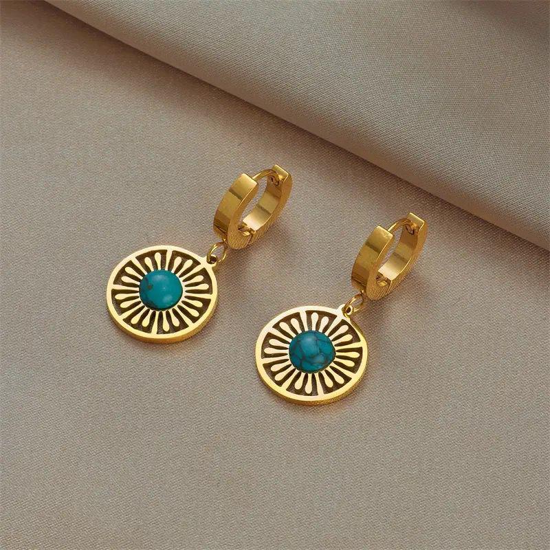 Vintage Turquoise Sunflower Earrings