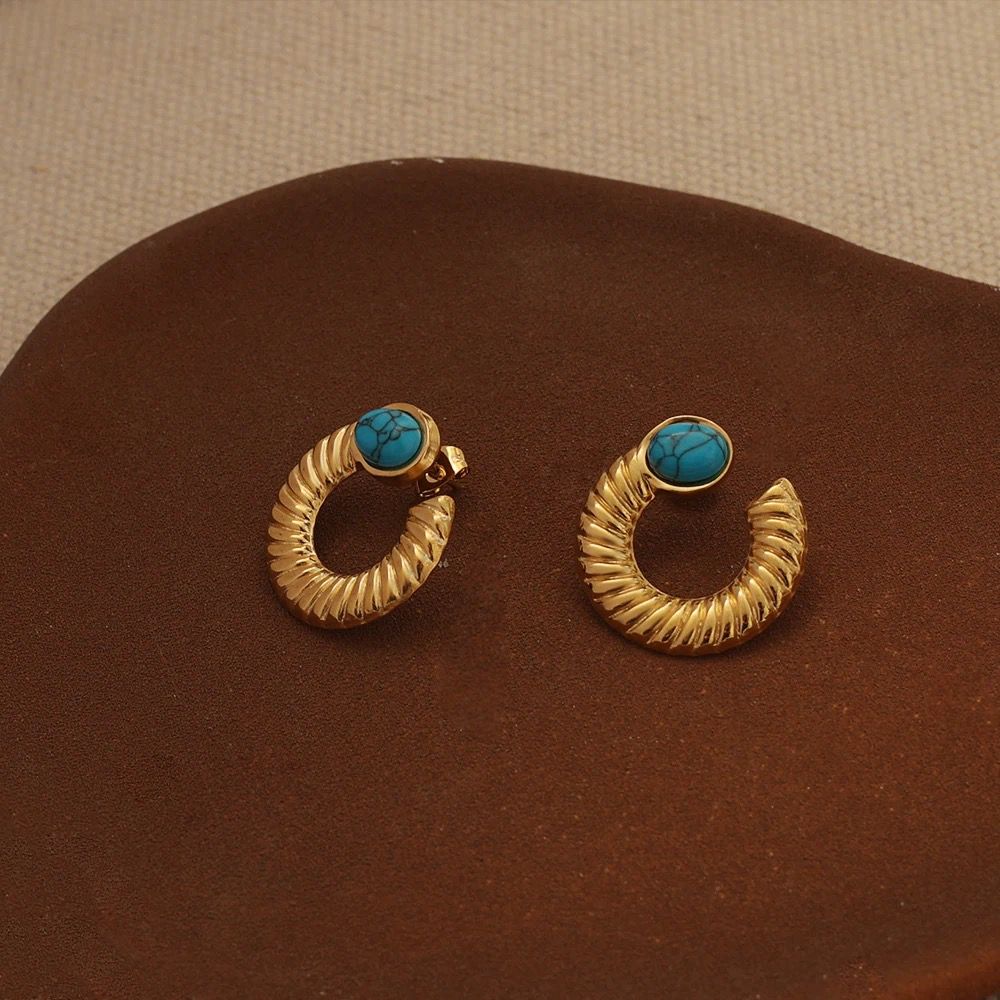 Trendy Classic Minimalist Turquoise Studs