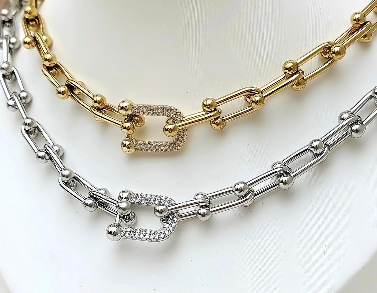 Chic  Gold Plated Link Chain With Zircon