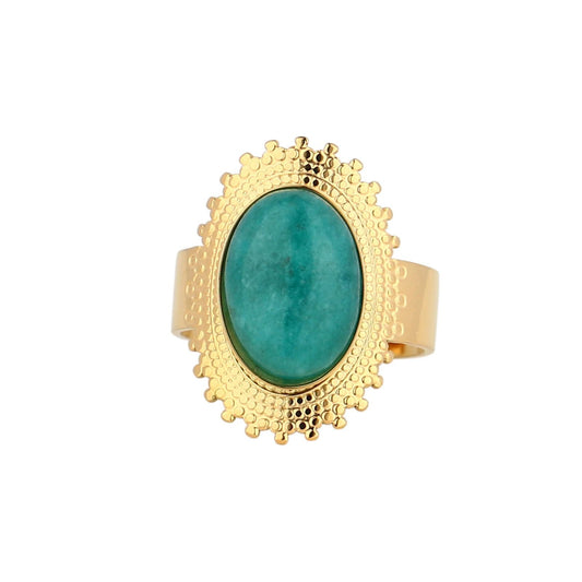 Oval turquoise gold plated Ring