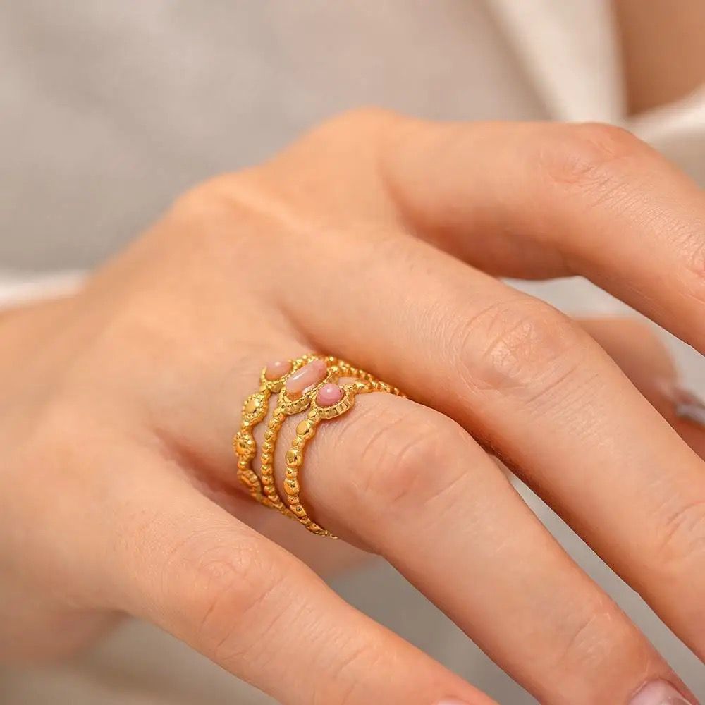 Luxury pink geometric Ring