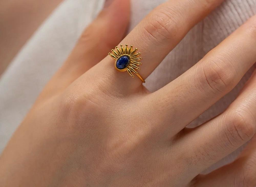 Sunflower Lapis Ring