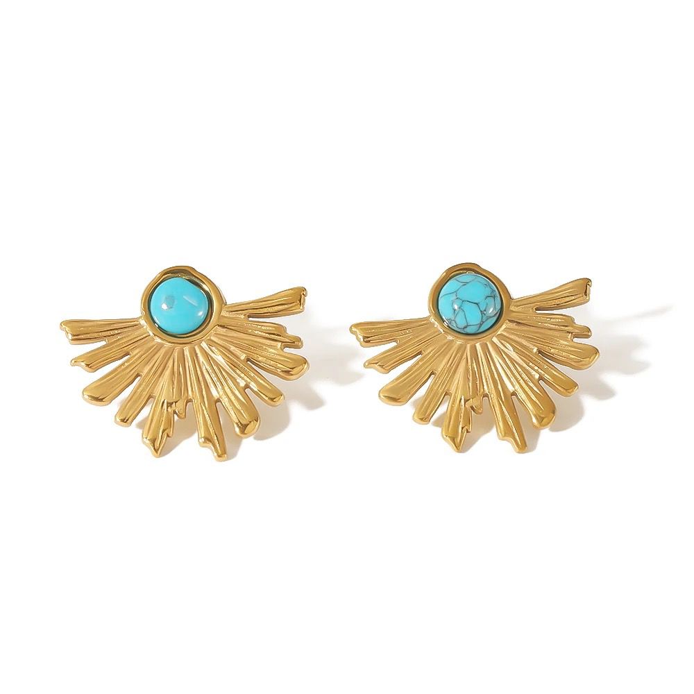 Vintage Retro Blue Ntural Stone Earrings