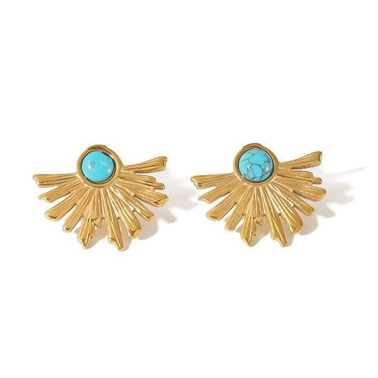 Vintage Retro Blue Ntural Stone Earrings