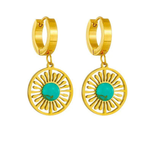 Vintage Turquoise Sunflower Earrings
