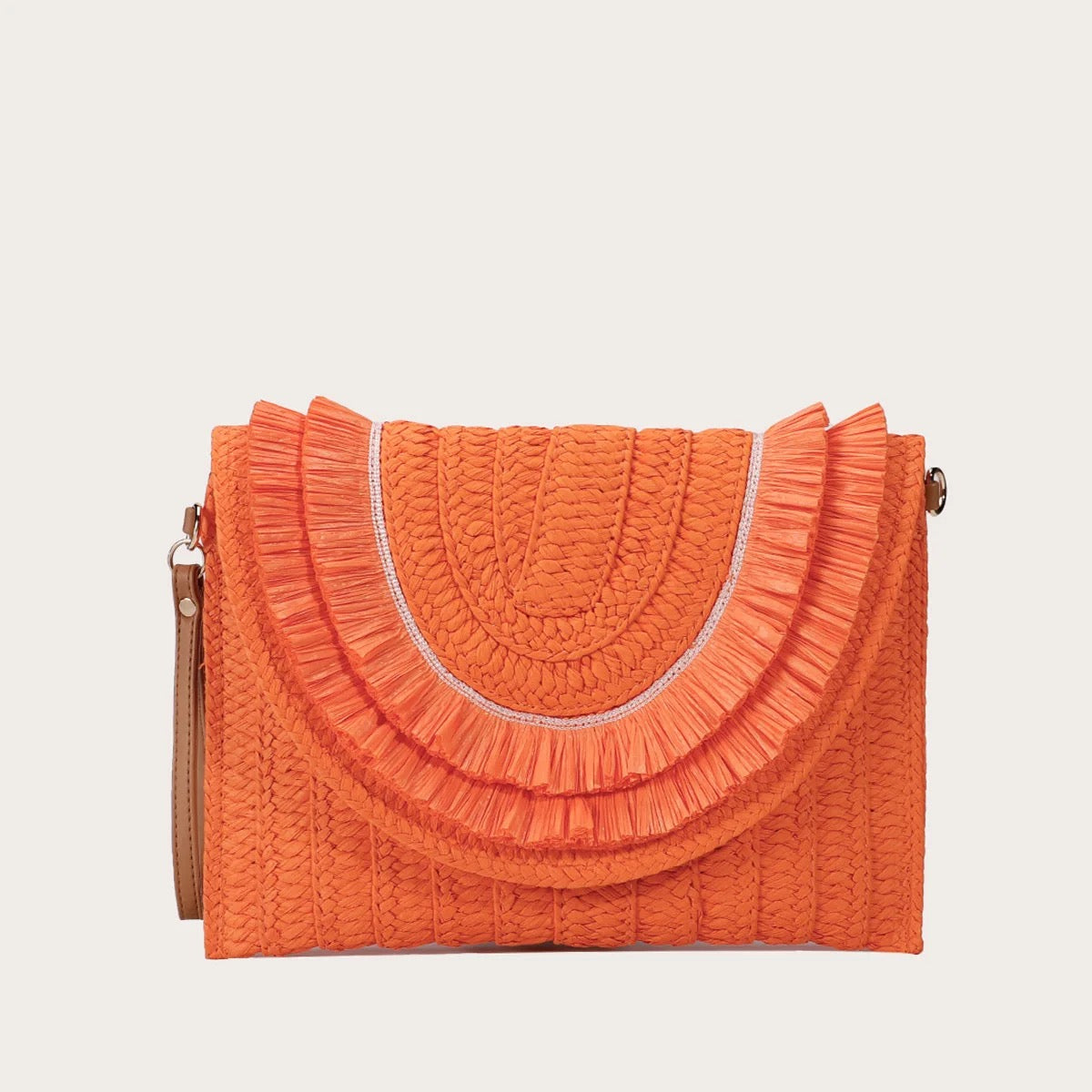 Summer Straw Orange Clutch