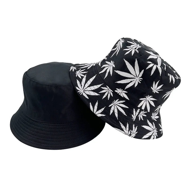 Leaf Printed Reversible Cotton Bucket Hat