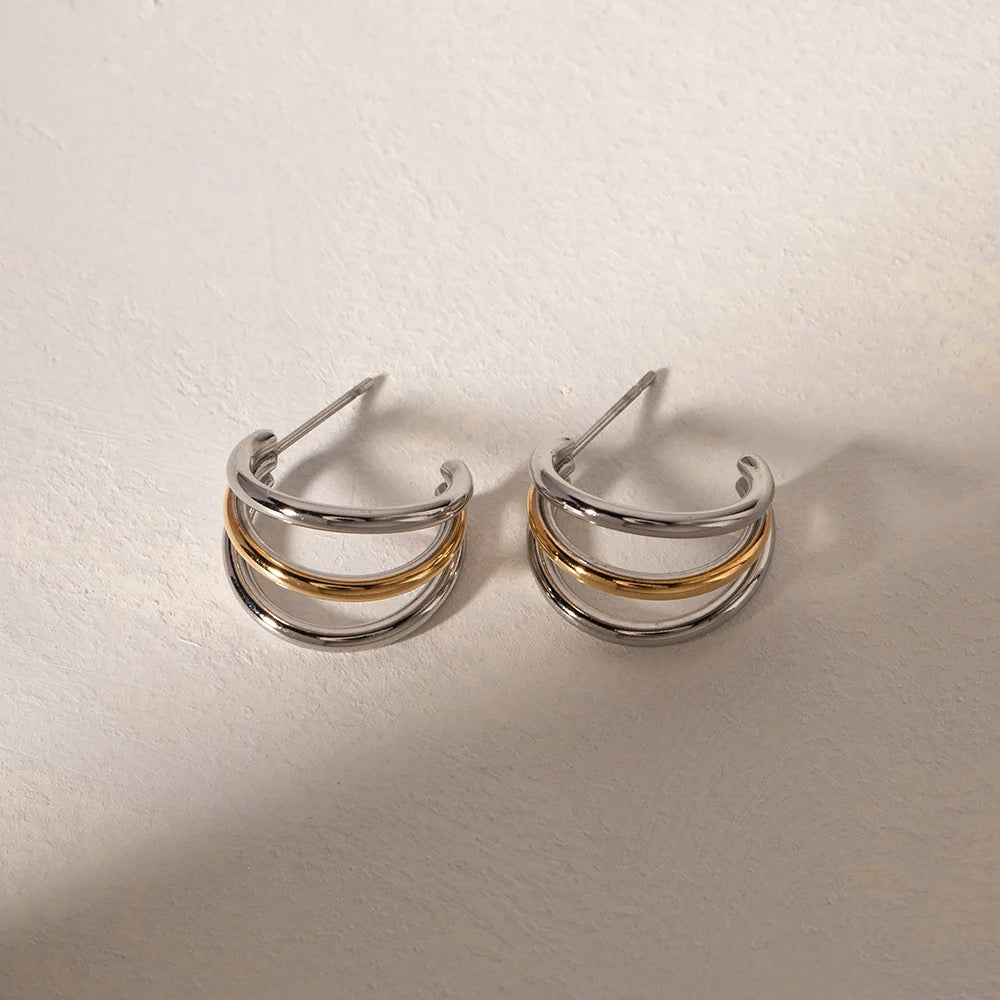 Three Rows Mini Classic Earrings