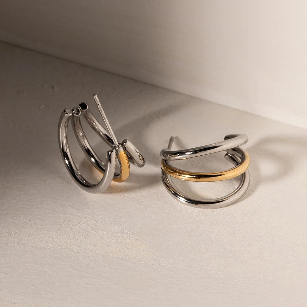 Three Rows Mini Classic Earrings