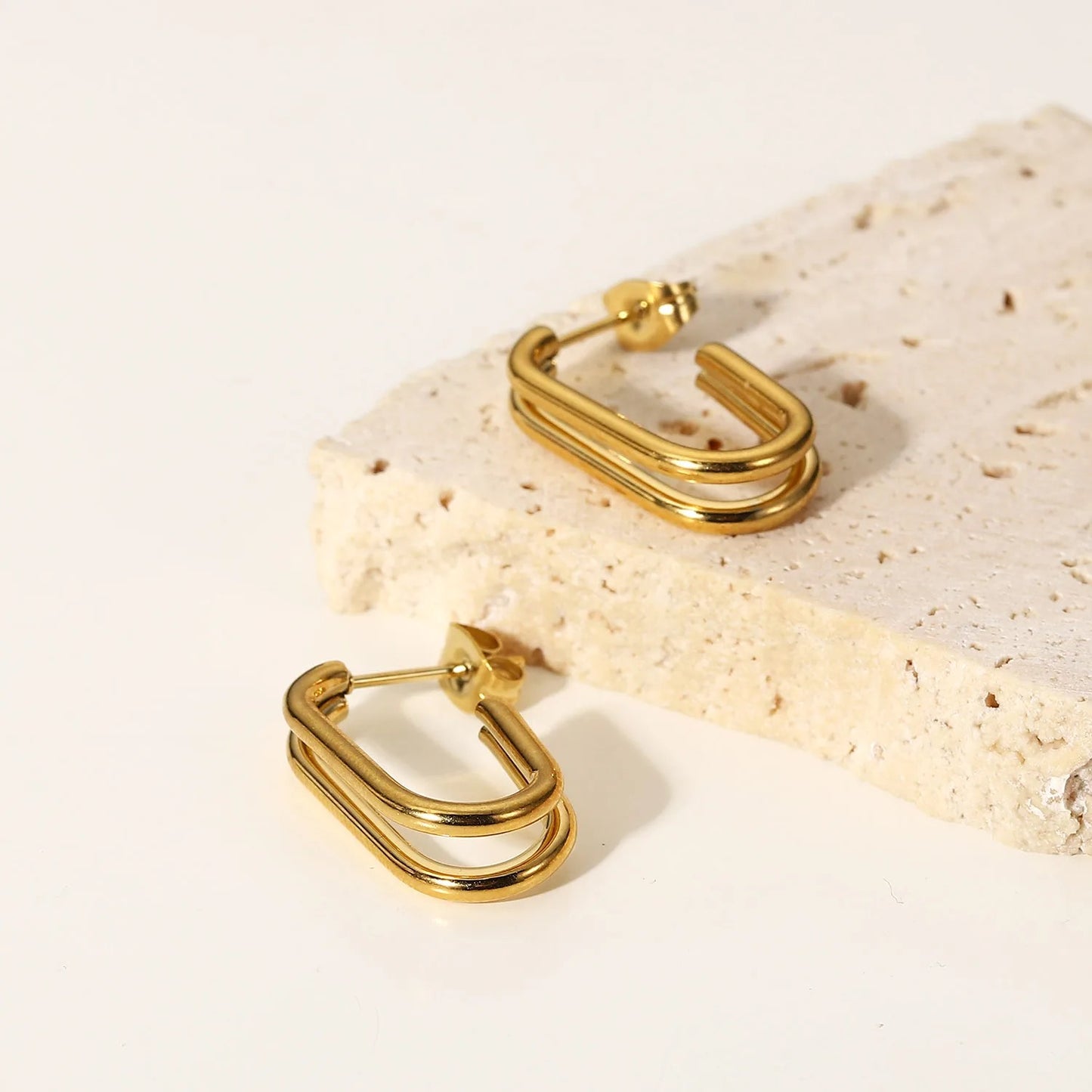 Mini Double Layer Gold Plated Earrings
