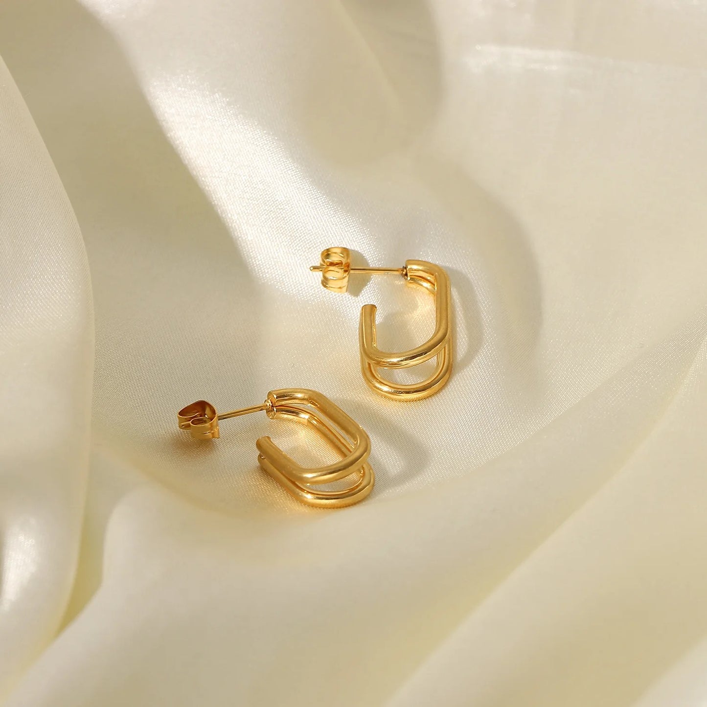 Mini Double Layer Gold Plated Earrings