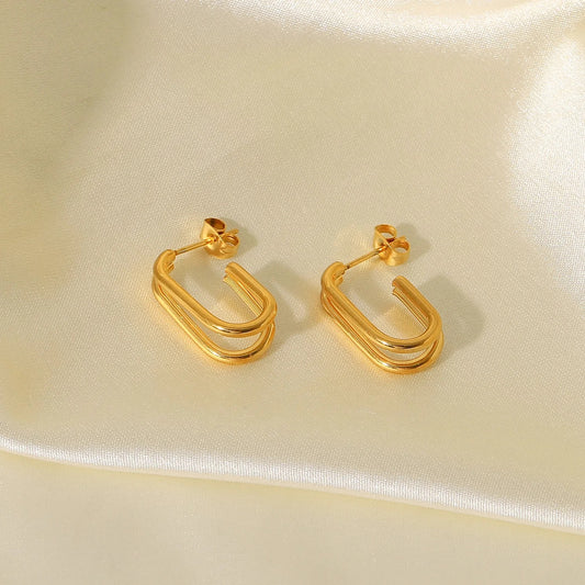Mini Double Layer Gold Plated Earrings
