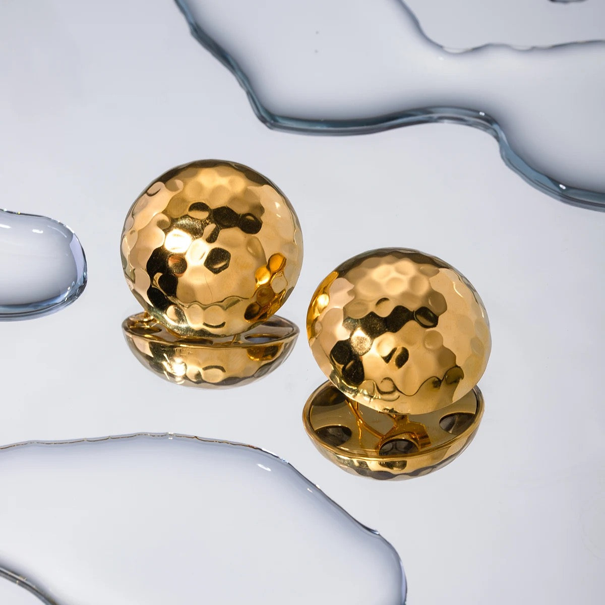 Groove Ellipsoid Gold Plated Earrings