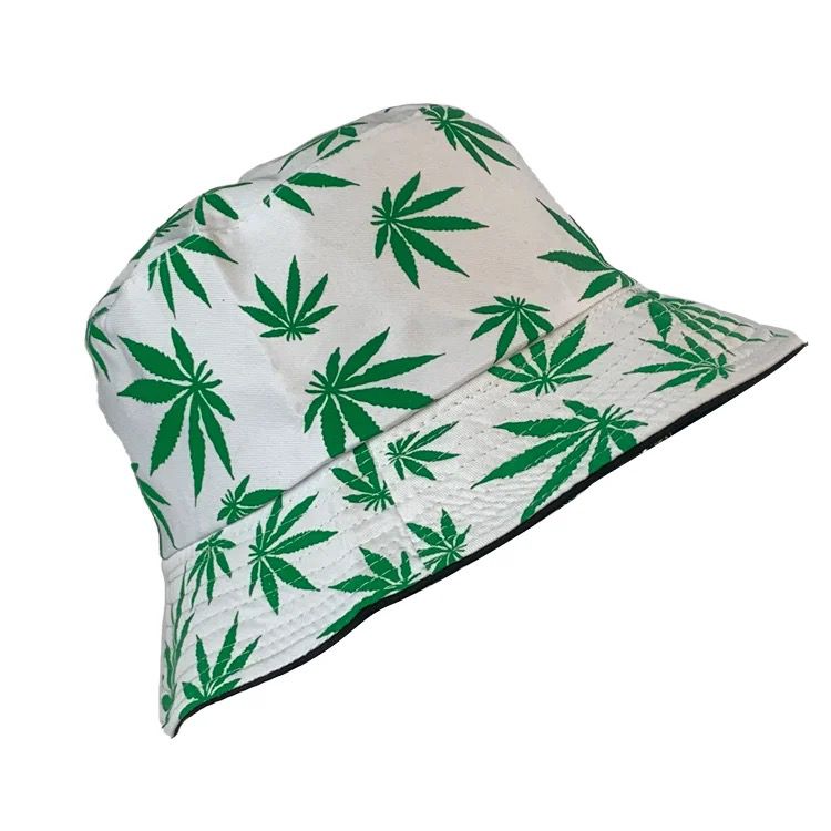 Leaf Printed Reversible Cotton Bucket Hat