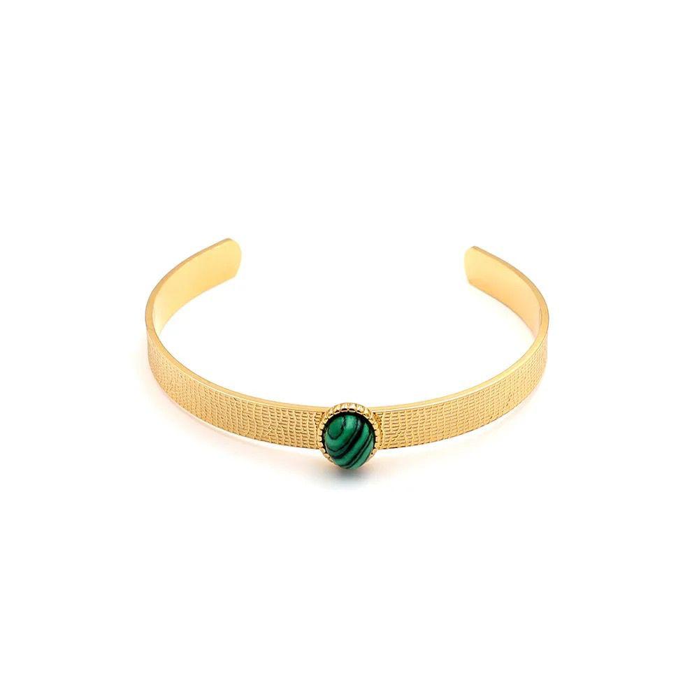 Gorgeous Green Natural Stone Open Cuff Bracelet