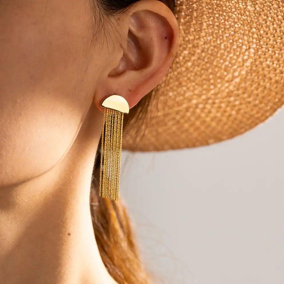 Half Moon Long Tassel Earrings