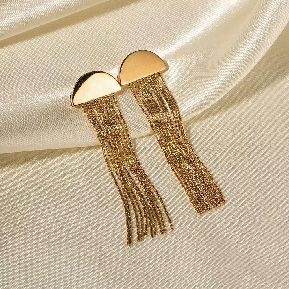 Half Moon Long Tassel Earrings