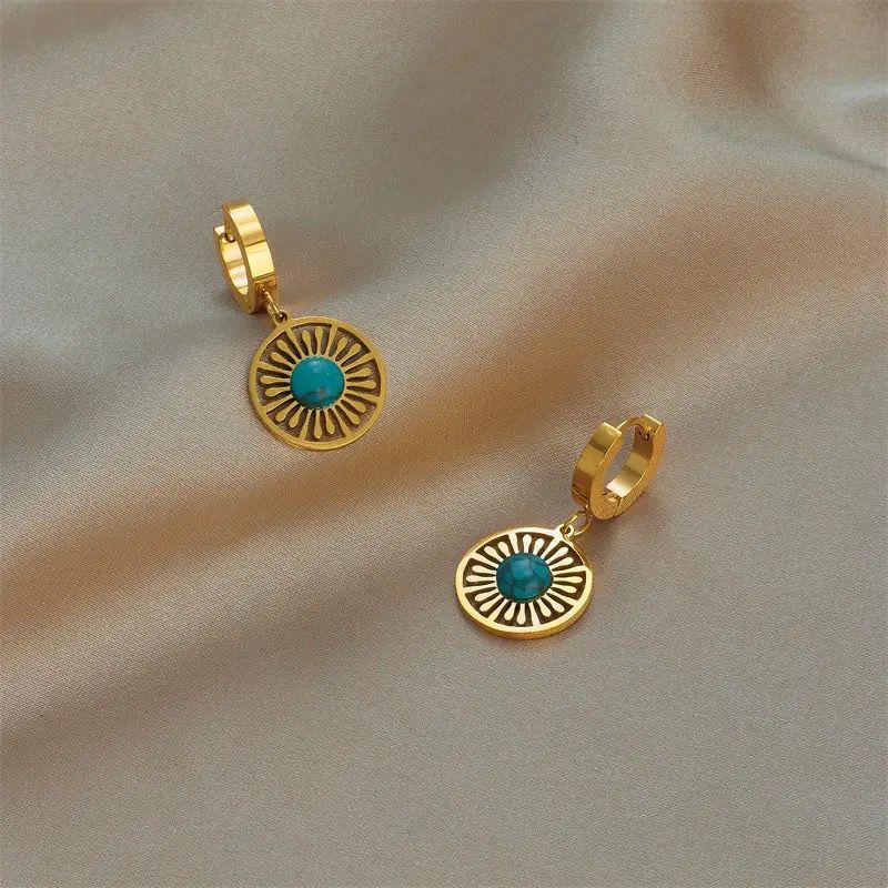 Vintage Turquoise Sunflower Earrings