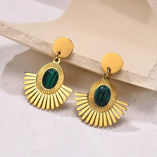 Mini Natural Stone Flower Drop Earrings