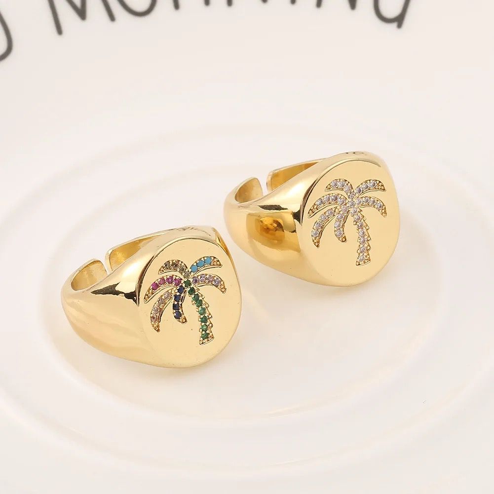 Cubic zircon Coconut tree Ring