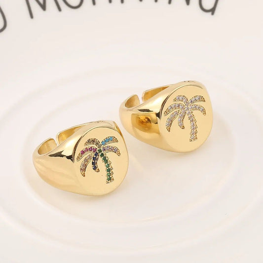 Cubic zircon Coconut tree Ring