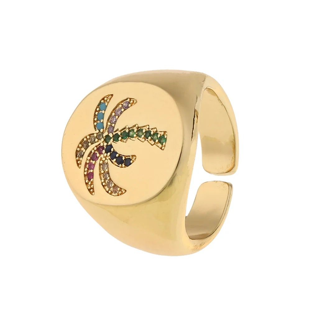 Cubic zircon Coconut tree Ring