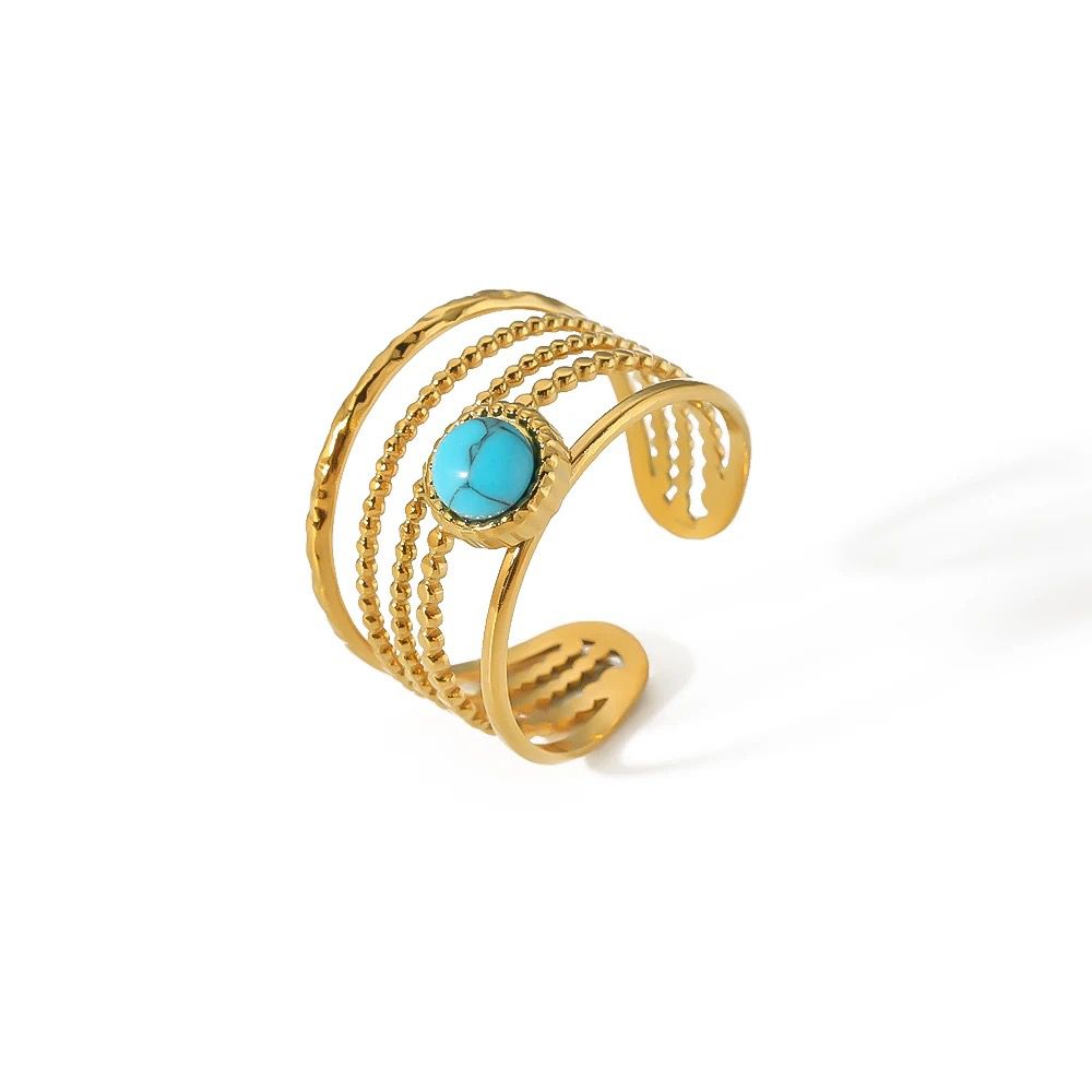 Multi-layer Wide Turquoise Ring