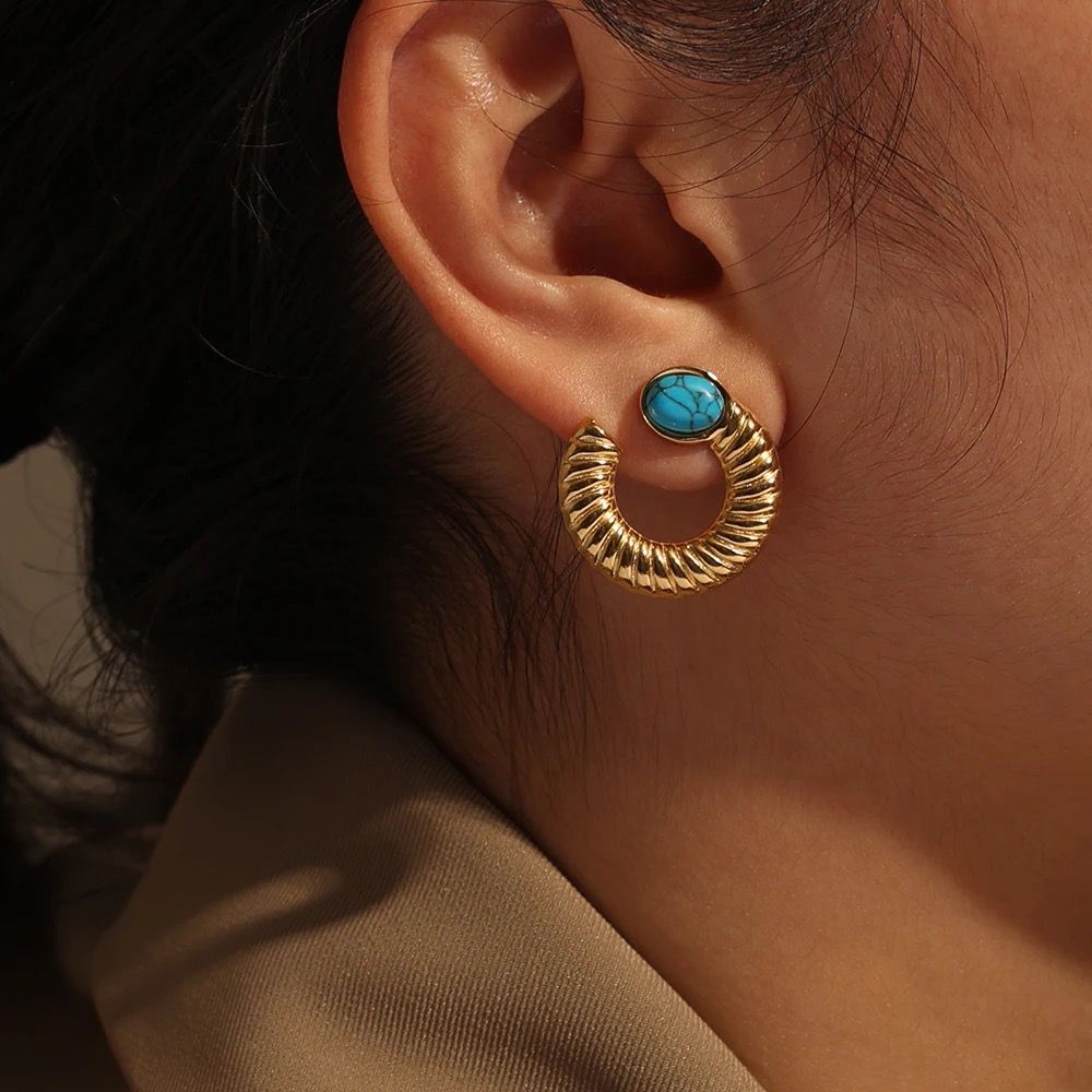 Trendy Classic Minimalist Turquoise Studs