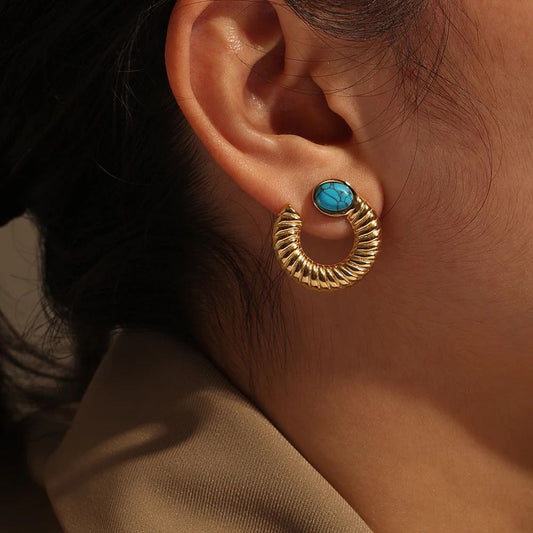 Trendy Classic Minimalist Turquoise Studs