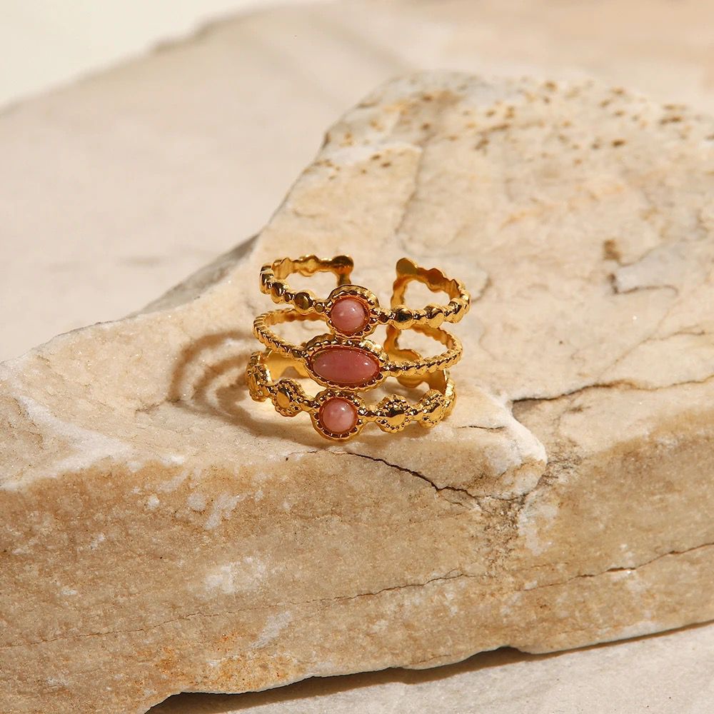 Luxury pink geometric Ring