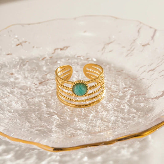 Multi-layer Wide Turquoise Ring