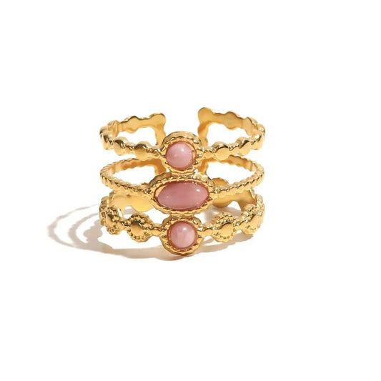 Luxury pink geometric Ring